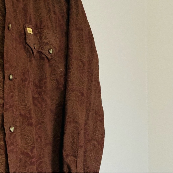 Vintage Larry Mahan Western Brown Paisley Cowboy Collection Rodeo Shirt Sz L - Picture 5 of 9